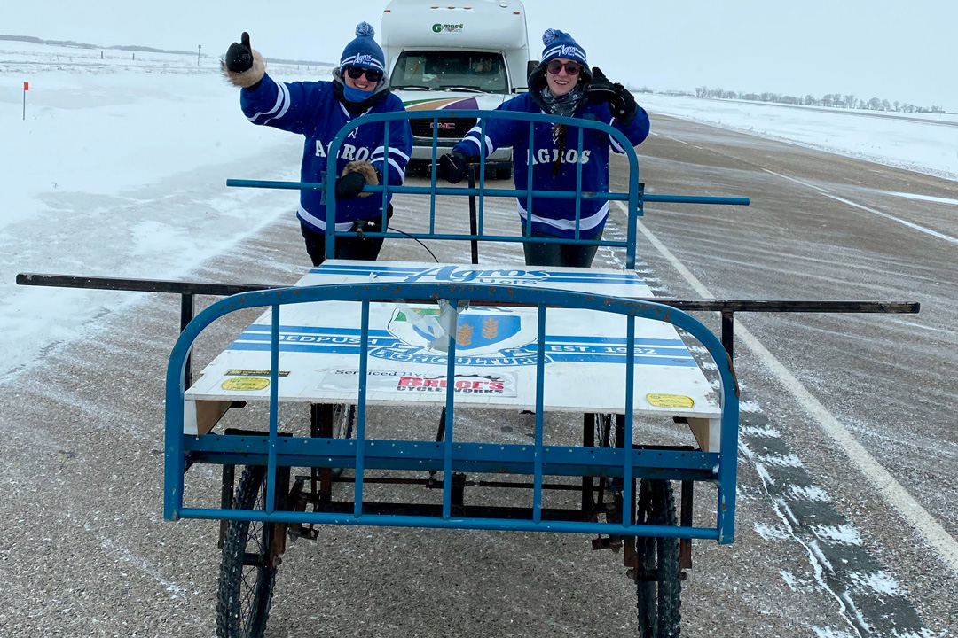 Josie Huber and Kate Saucer leading the BedPush crew. (Photo: Submitted)