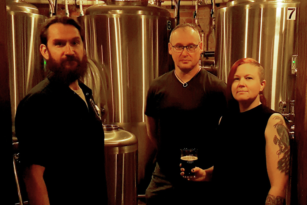 Casey Murray, Head Brewer of 21st Street Brewery; Dr. Christopher Eskiw (PhD) and Fina Nelson, PhD Student. (Photo: Submitted)