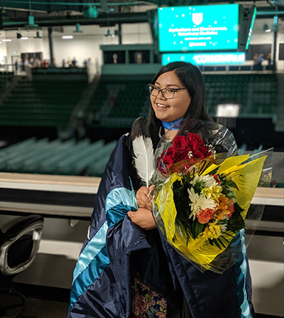 Cree Autumn Sunrise Longjohn at her Convocation ceremony for the University of Saskatchewan.  (Photo: Submitted)