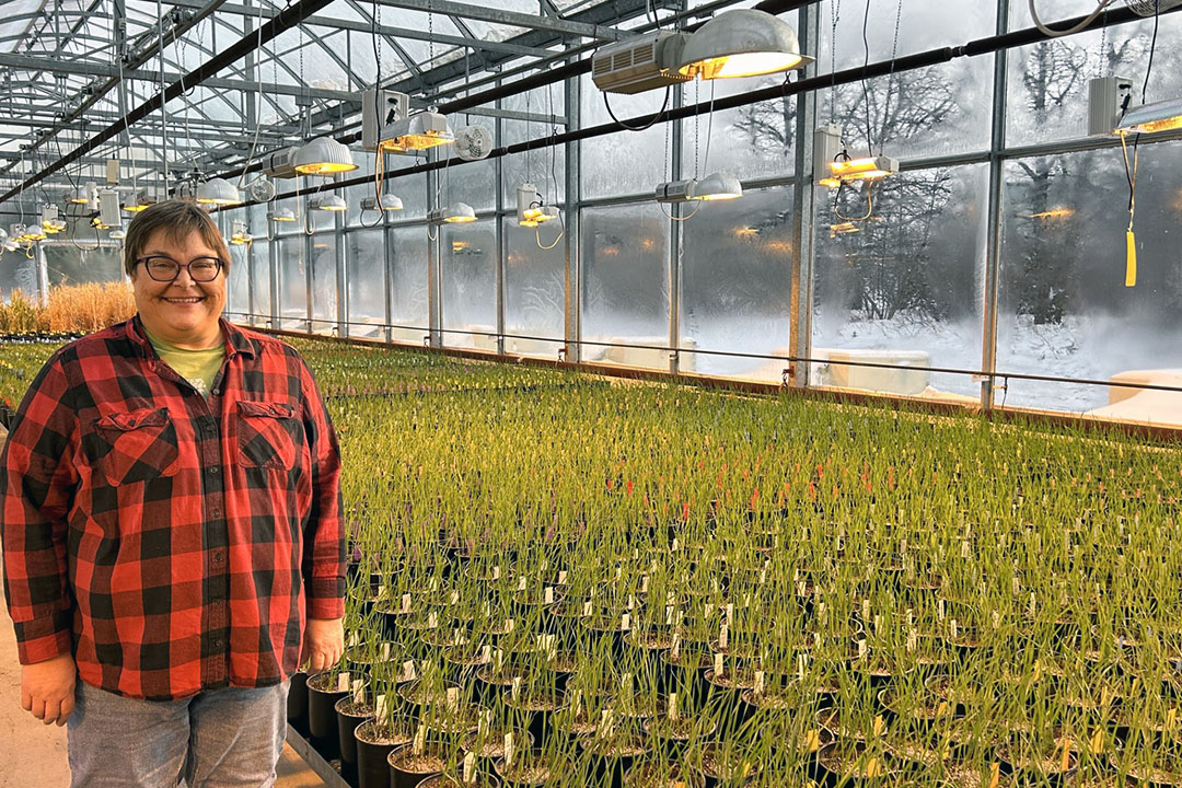 Jackie Bantle in USask Ag Greenhouse