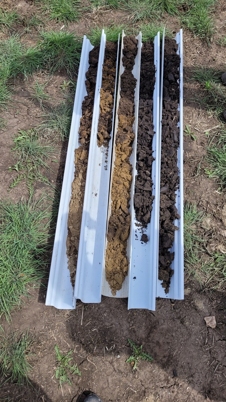 5 different soil cores - Muskeg Lake Cree Nation Garden Workshop