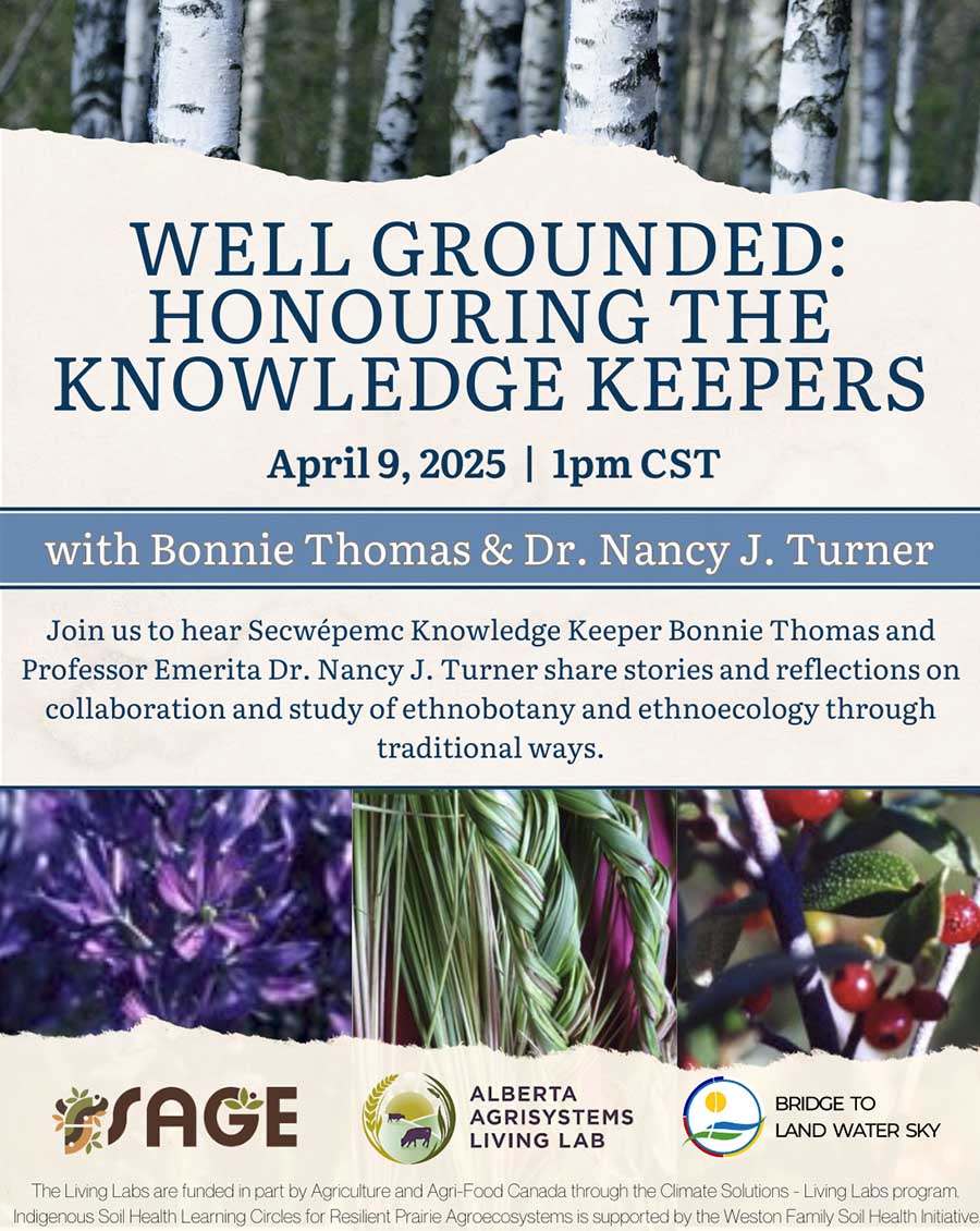 Poster for Well Grounded Webinar, sage grass, flowers, and berries.